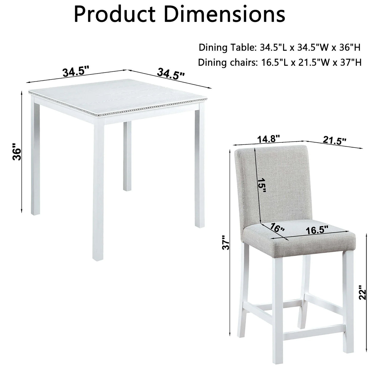 5 Piece Counter Height Table Set, Square Table And 4 Upholstered Chairs - Furniture Home Direct