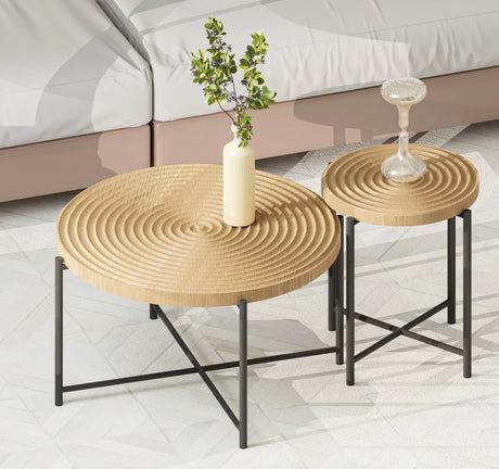 Coffee And End Table Set Waterproof Cover, Distressed Cylindrical Design, Legs Classic Rustic Charm (Set of 2) - Furniture Home Direct