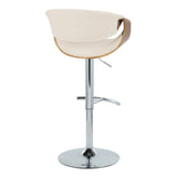 Curvo - Mid Century Modern Adjustable Barstool With Swivel With Rounded T Footrest (Set of 2) - Furniture Home Direct