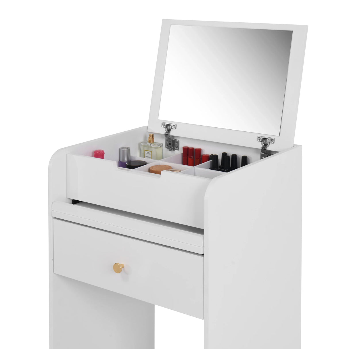 Vanity Desk With Mirror Small Compact Modern Style White - Furniture Home Direct