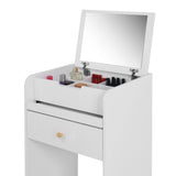 Vanity Desk With Mirror Small Compact Modern Style White - Furniture Home Direct