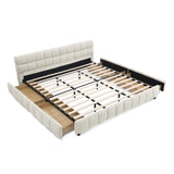 Modern Platform Bed Frame With Thick Chenille Fabric - Furniture Home Direct