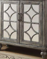 Velika - Weathered Accent cabinet With Mirror - Gray - Furniture Home Direct