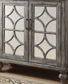 Velika - Weathered Accent cabinet With Mirror - Gray - Furniture Home Direct