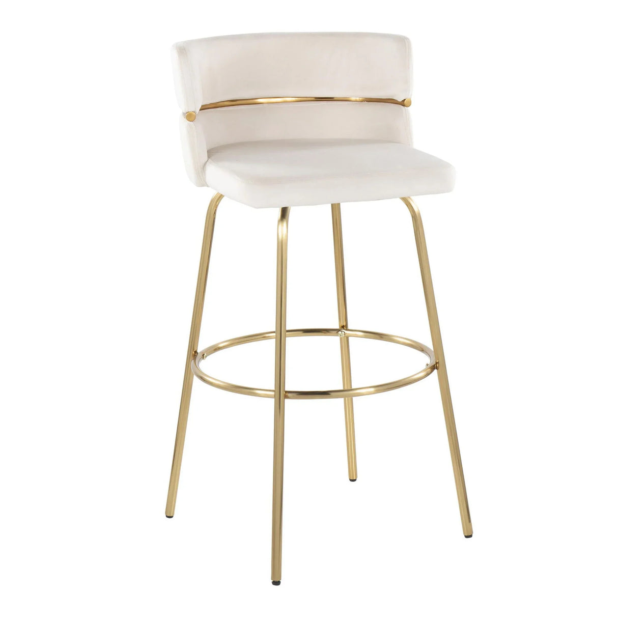 Cinch - Glam / Art Deco Fixed Height Barstool With Swivel With Round Footrest (Set of 2) - Furniture Home Direct