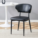 Dining Chairs Set Of 4 Modern PU Leather Metal Legs Black - Furniture Home Direct