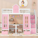 Twin Over Twin Bunk Bed With Changeable Table, Bunk Bed Turn Into Upper Bed And Down Desk - Furniture Home Direct
