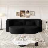 Modern Floor Sofa, With 2 Pillows, Convertible Teddy Fabric Foam Filled Bed - Furniture Home Direct