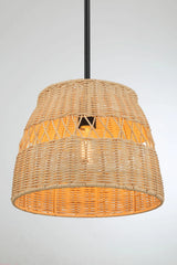Essence - Single Lights Pendant With Shade - Black / Rattan - Furniture Home Direct