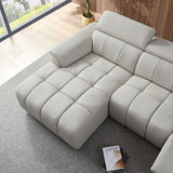 Genuine Leather Power Reclining Sectional - Light Gray - Furniture Home Direct