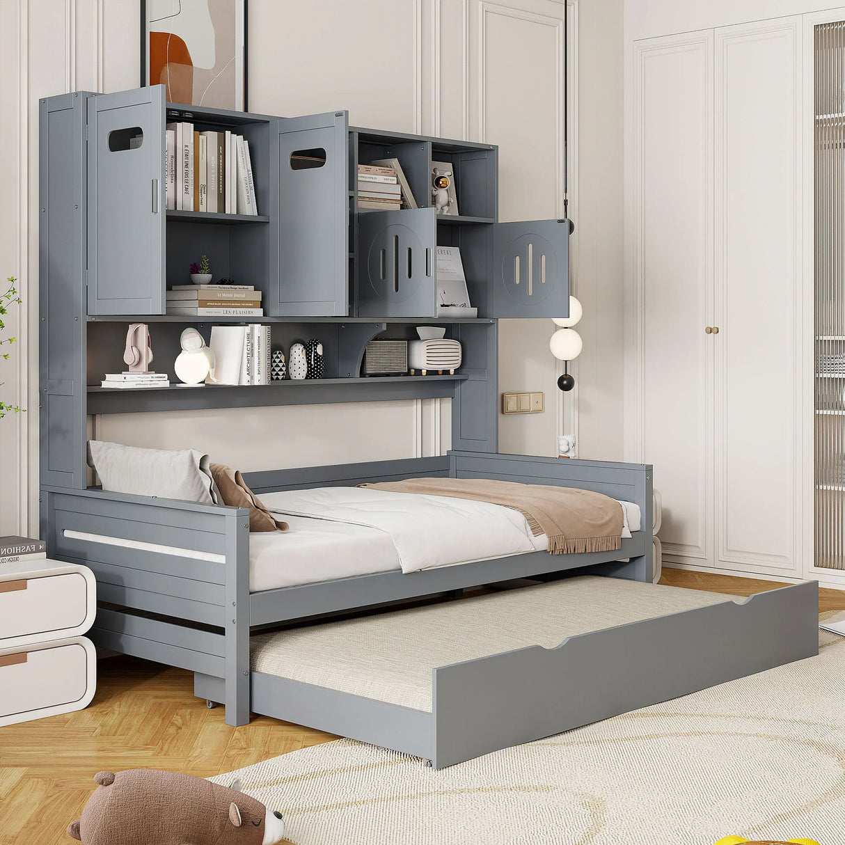 Daybed With All-In-One Cabinet And Shelf - Furniture Home Direct