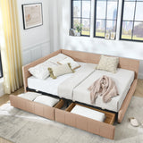 Mid-Century Storage Upholstered Tufted Bed Frame With Backrest And Armrests - Furniture Home Direct