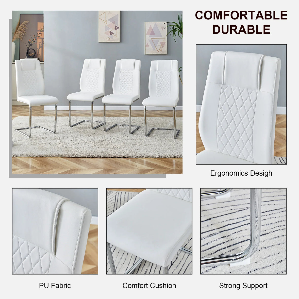 Dining Set 7 Piece Marble Top Table And Chairs White - Furniture Home Direct