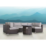 Wicker Outdoor Lounge Set With Cushions And Fire Pit - Furniture Home Direct