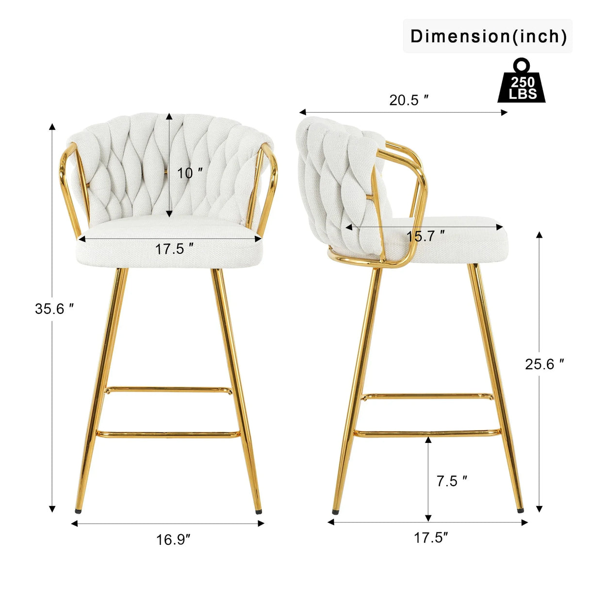 Modern Design High Stool With Plated Legs (Set of 2) - Furniture Home Direct