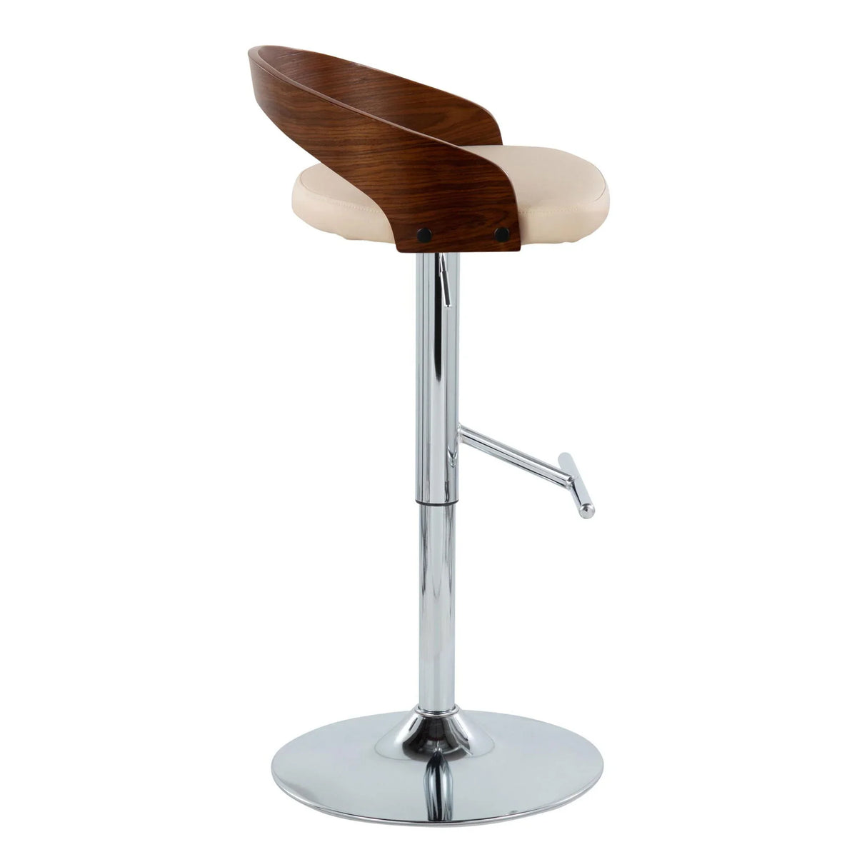 Grotto - Mid Century Modern Adjustable Height Barstool, Swivel With Straight T Footrest (Set of 2) - Furniture Home Direct