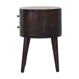 Rounded Wooden Bedside Table - Walnut - Furniture Home Direct