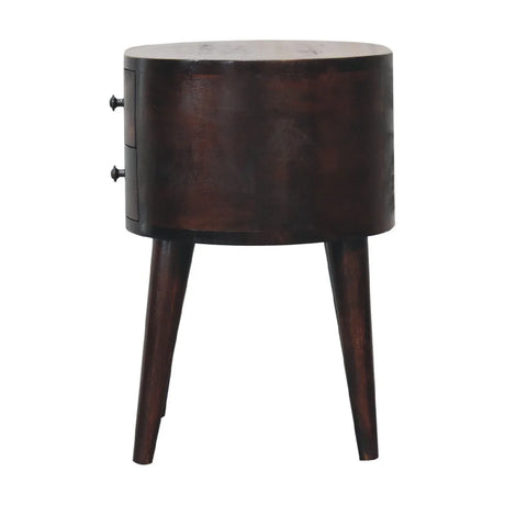 Rounded Wooden Bedside Table - Walnut - Furniture Home Direct