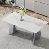 Dining Table Modern Faux Marble Top Chrome Base White - Furniture Home Direct