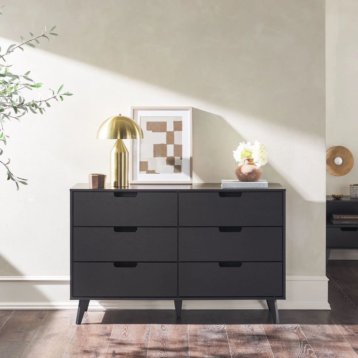 Mid-Century Hans 6 Drawer Dresser With Cut-Out Handles - Furniture Home Direct