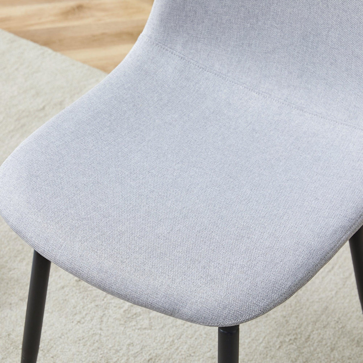 Dining Chairs Set Linen Cotton Upholstery Light Gray - Furniture Home Direct