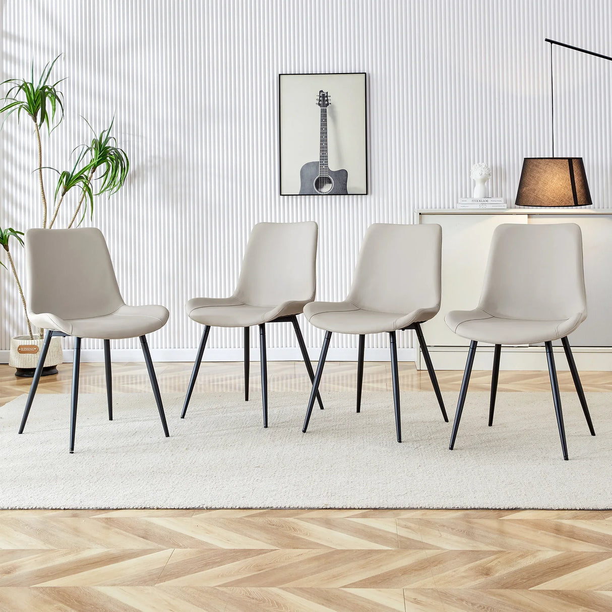 Dining Chairs Faux Leather Set Of 6 Modern Light Gray - Furniture Home Direct