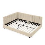 Mid-Century Upholstered Tufted Bed Frame With Backrest And Armrests - Furniture Home Direct