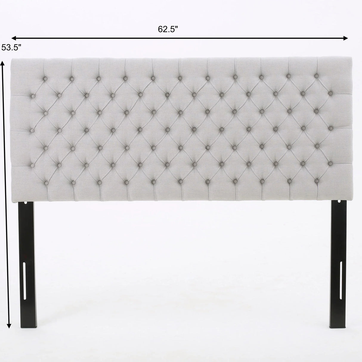 Queen Size Headboard With Button Tufting - Light Gray