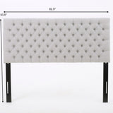 Queen Size Headboard With Button Tufting - Light Gray