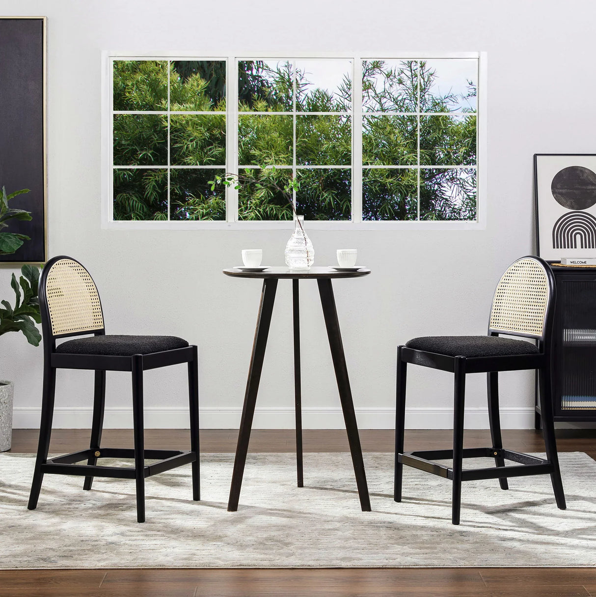 Panama - Curved Back Cane Counter Stool (Set of 2) - Furniture Home Direct