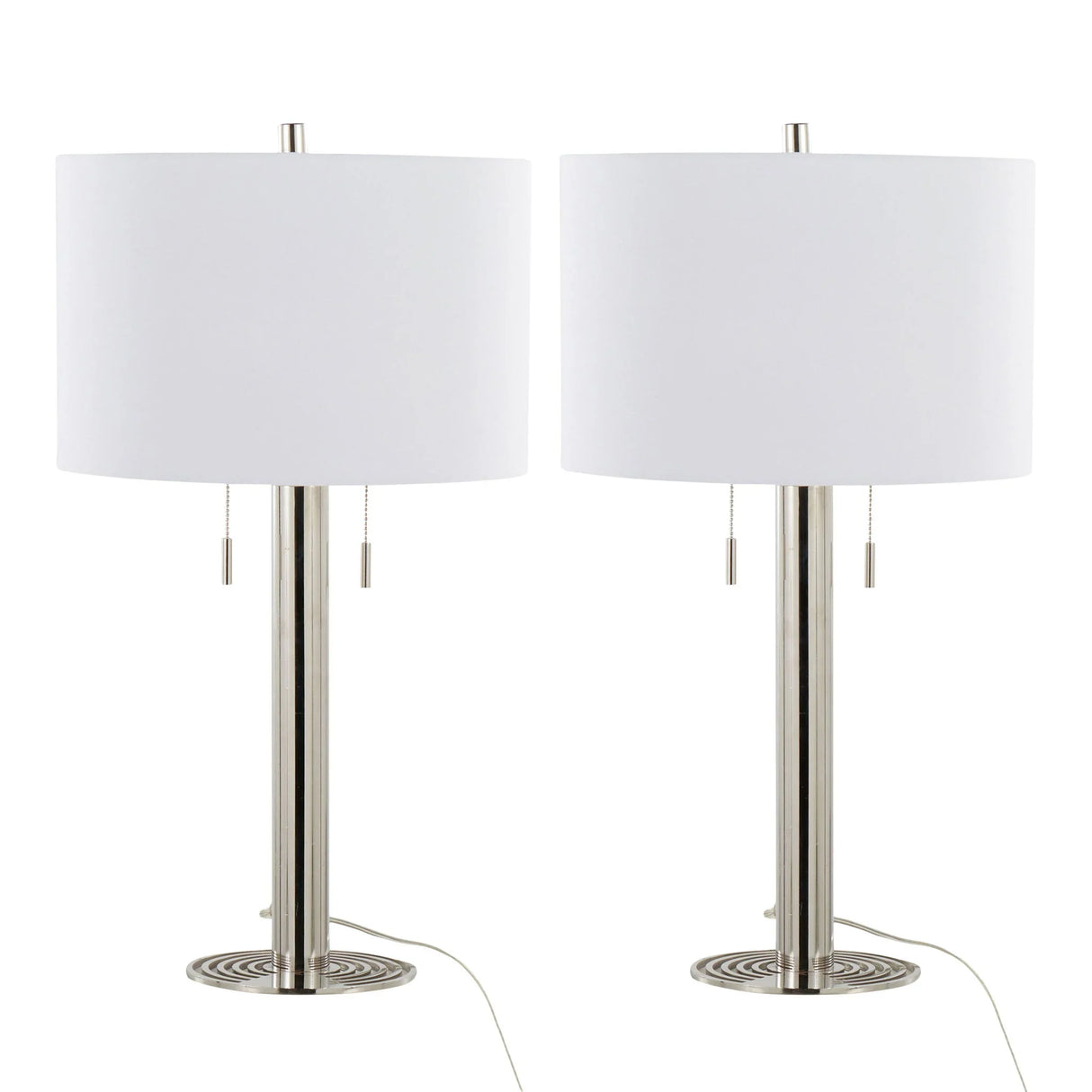 Master - 29" Contemporary Table Lamp (Set of 2) - Polished Nickel / White - Furniture Home Direct