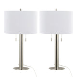 Master - 29" Contemporary Table Lamp (Set of 2) - Polished Nickel / White - Furniture Home Direct