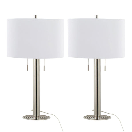 Master - 29" Contemporary Table Lamp (Set of 2) - Polished Nickel / White - Furniture Home Direct