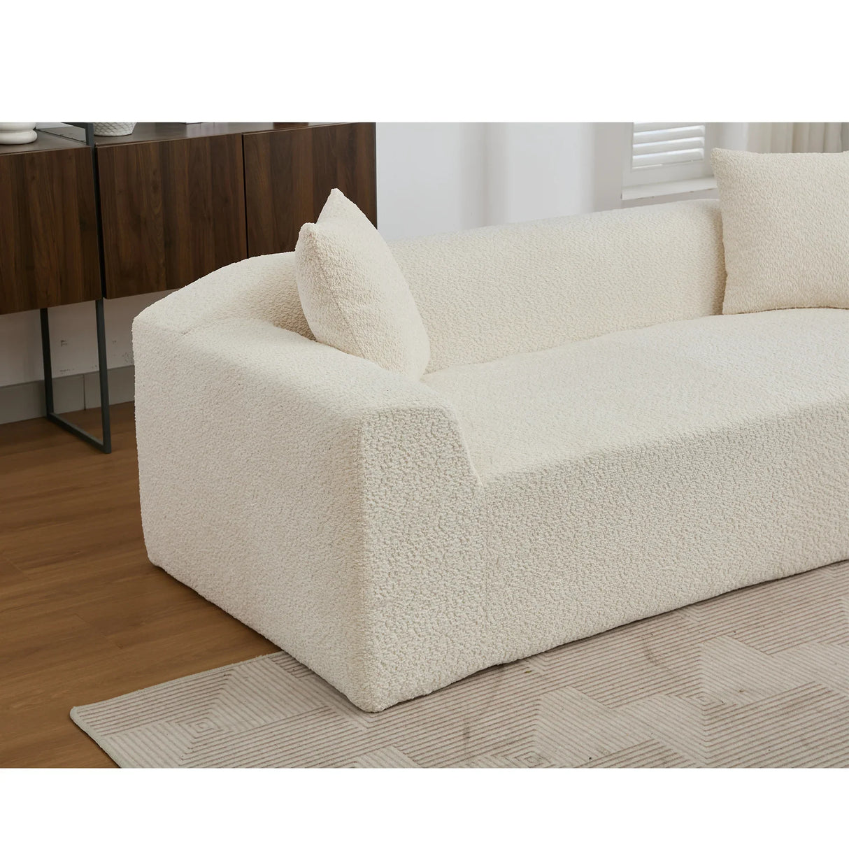 2 Piece Boucle Cloud Living Room Set, Beige - Furniture Home Direct