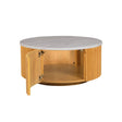 Round Coffee Table With Storage - Natural / White - Furniture Home Direct