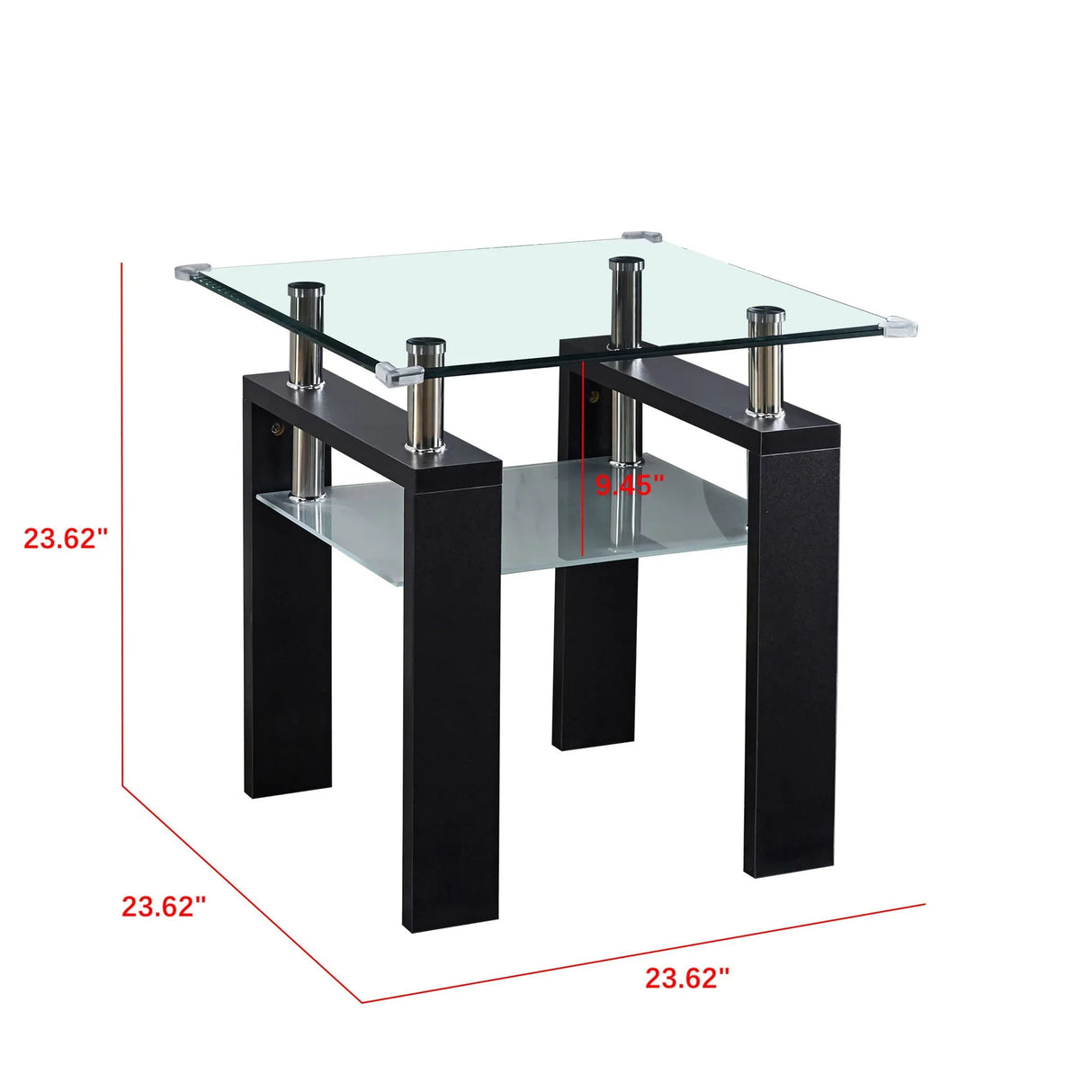 Clear Glass Top Side Table, Modern Design For Home - Furniture Home Direct