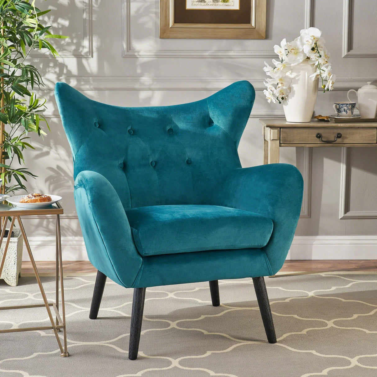Alyssa - Mid Century Upholstered Arm Chair With Wingback Design
