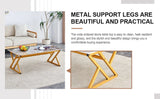 Coffee Table Marble Pattern Rectangular Gold Frame White - Furniture Home Direct