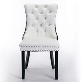 Nikki - Modern, High-End Tufted Solid Wood Contemporary PU And Velvet Upholstered Dining Chair With Wood Legs Nailhead Trim (Set of 2) - Furniture Home Direct