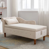 Chaise Lounge Indoor, Velvet Lounge Chair For Bedroom With Storage & Pillow, Modern Upholstered Rolled Arm Chase Lounge For Sleeping With Nailhead Trim For Living Room Bedroom Office - Furniture Home Direct