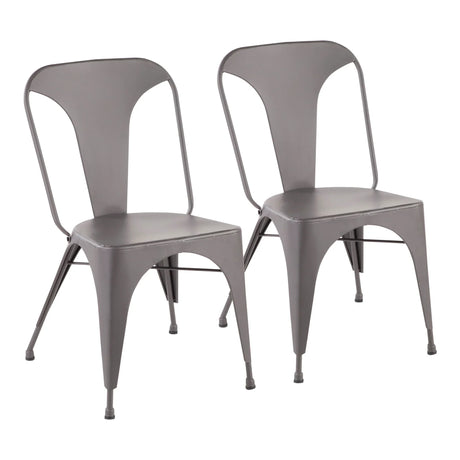 Austin - Industrial Dining Chair (Set of 2) - Matte Gray - Furniture Home Direct