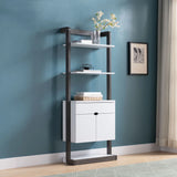 Contemporary Bookcase Four Open Shelve One Drawer Two Cabinets With Open Shelve - White / Gray - Furniture Home Direct