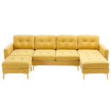 Modern L - Shape Convertible Sectional Sofa With Movable Ottoman - Furniture Home Direct