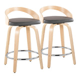 Grotto - Contemporary Fixed Height Counter Stool & Swivel, Round Footrest (Set of 2) - Furniture Home Direct