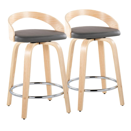Grotto - Contemporary Fixed Height Counter Stool & Swivel, Round Footrest (Set of 2) - Furniture Home Direct