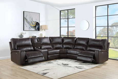 Saul - Power Recliner Sectional Sofa With USB Port Cupholder Console - Furniture Home Direct