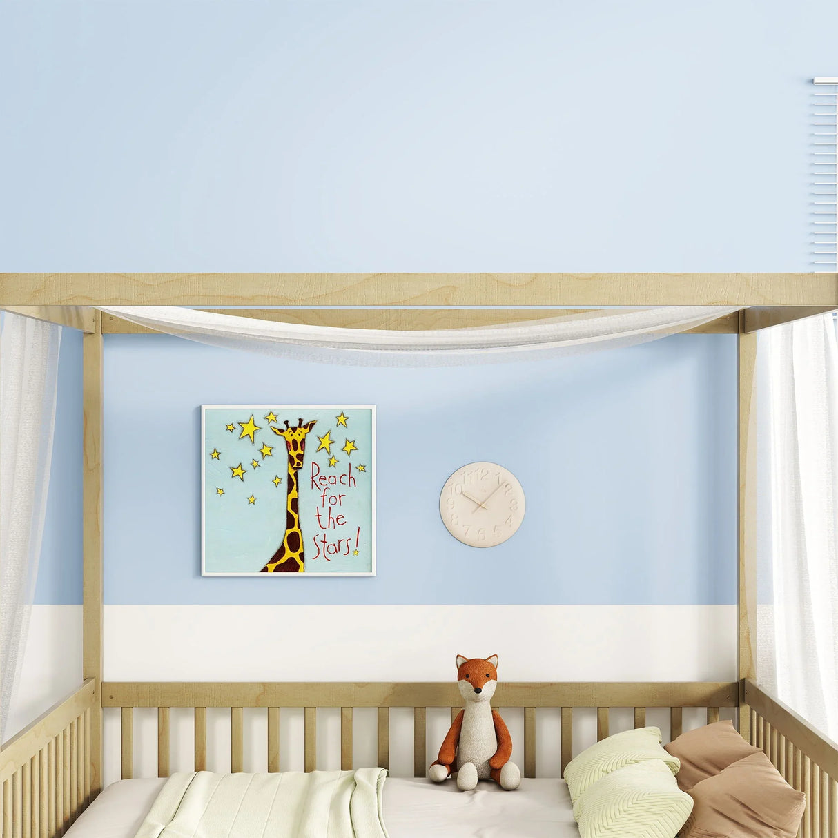 Canopy Frame Floor Bed With Fence, Guardrails - Furniture Home Direct