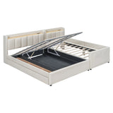Platform Bed With Storage Drawers And USB Ports Beige - Furniture Home Direct
