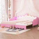 Extending Daybed With LED Lights, Modern Upholstered Princess Daybed With Crown Headboard - Furniture Home Direct