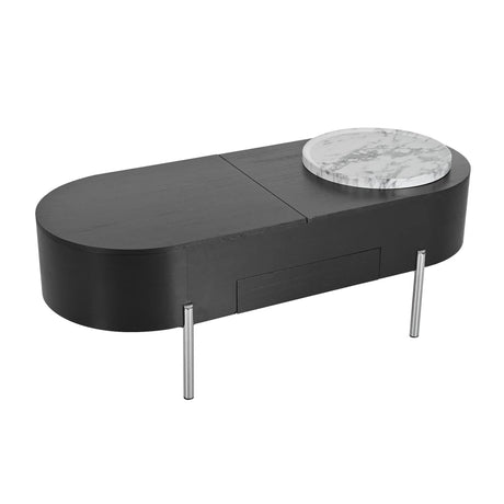 Lift Top Coffee Table With 360 Degree Marble Patterned Rotating Tray - Furniture Home Direct